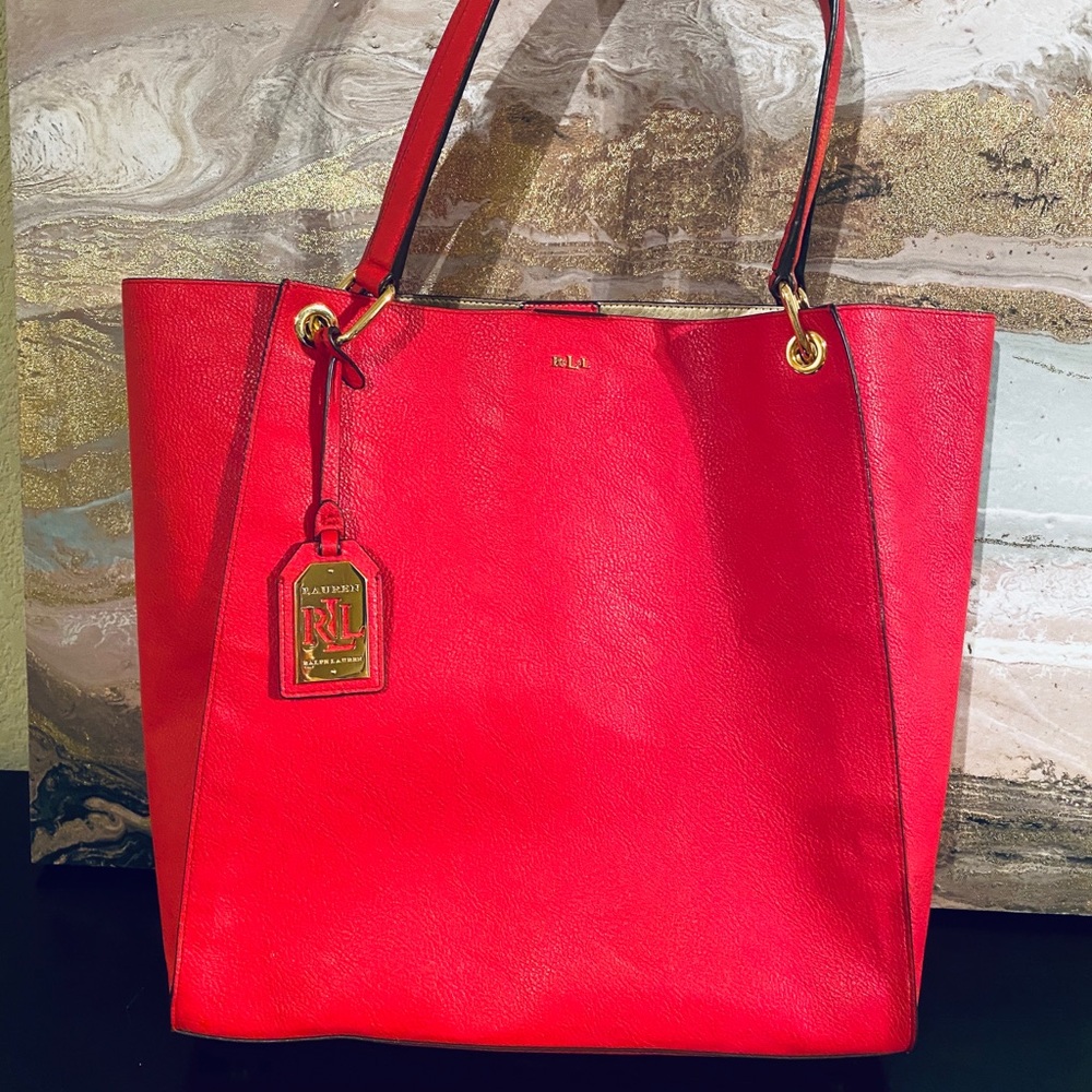 RALPH LAUREN Classic Structured Medium LeatherTote